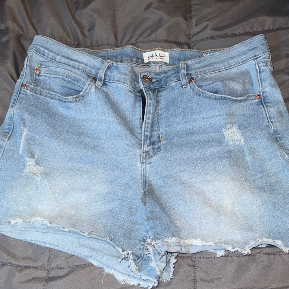 Nicole Miller Light Blue Distressed Jean Shorts